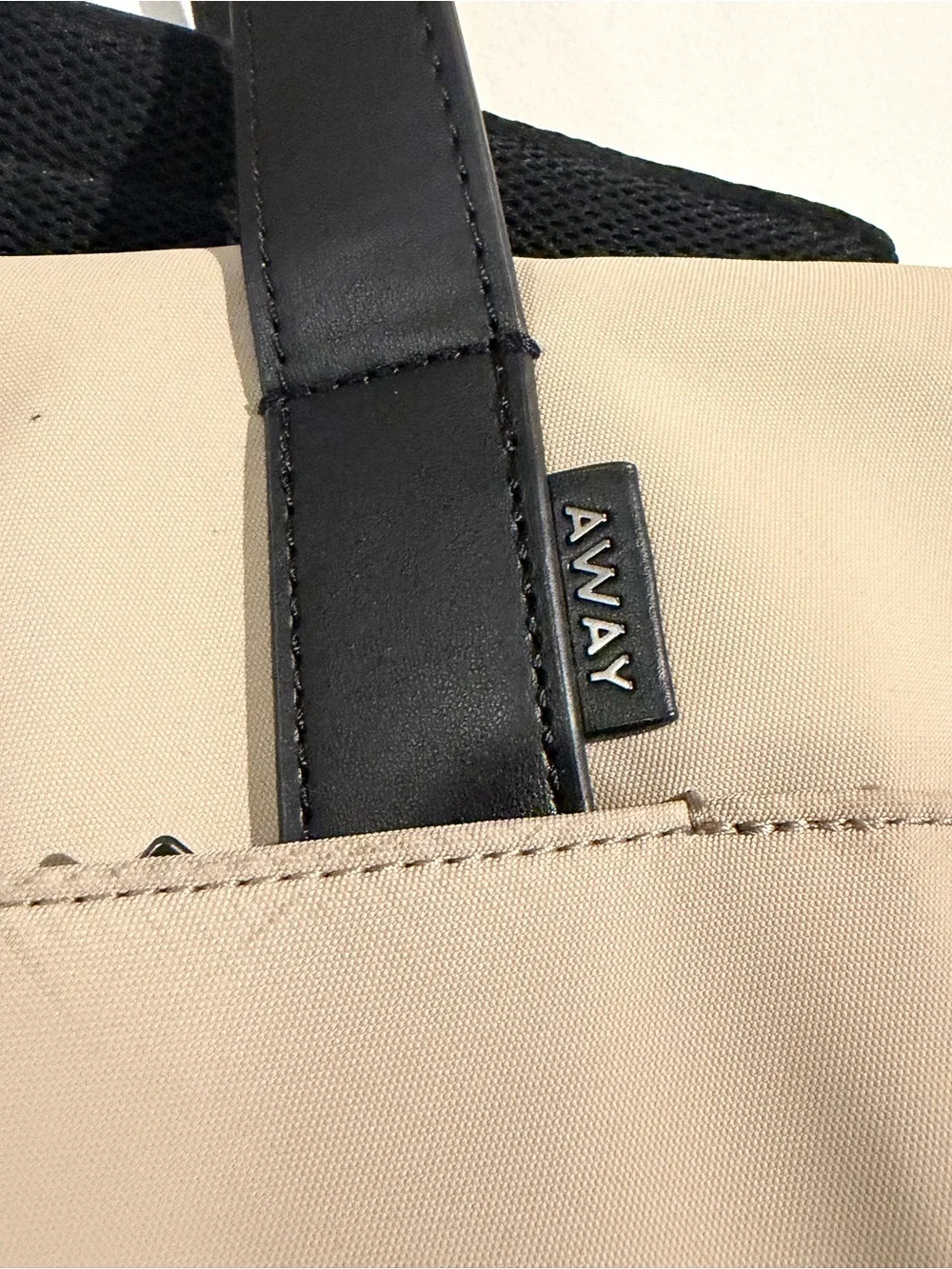 Away Beige The weekender Tote Bag with Black Handles